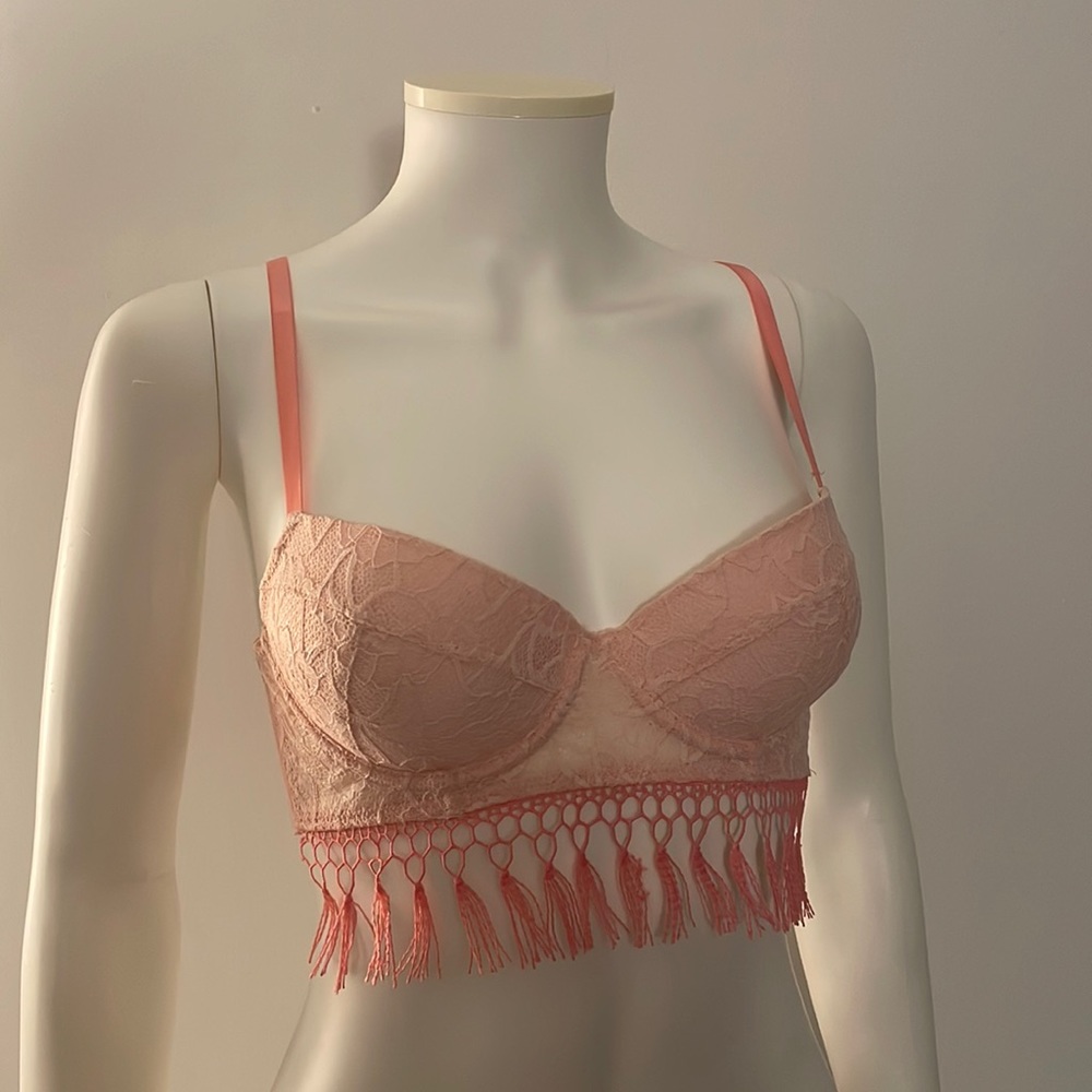 Pink Lace Bra with Tassles Size 32C .